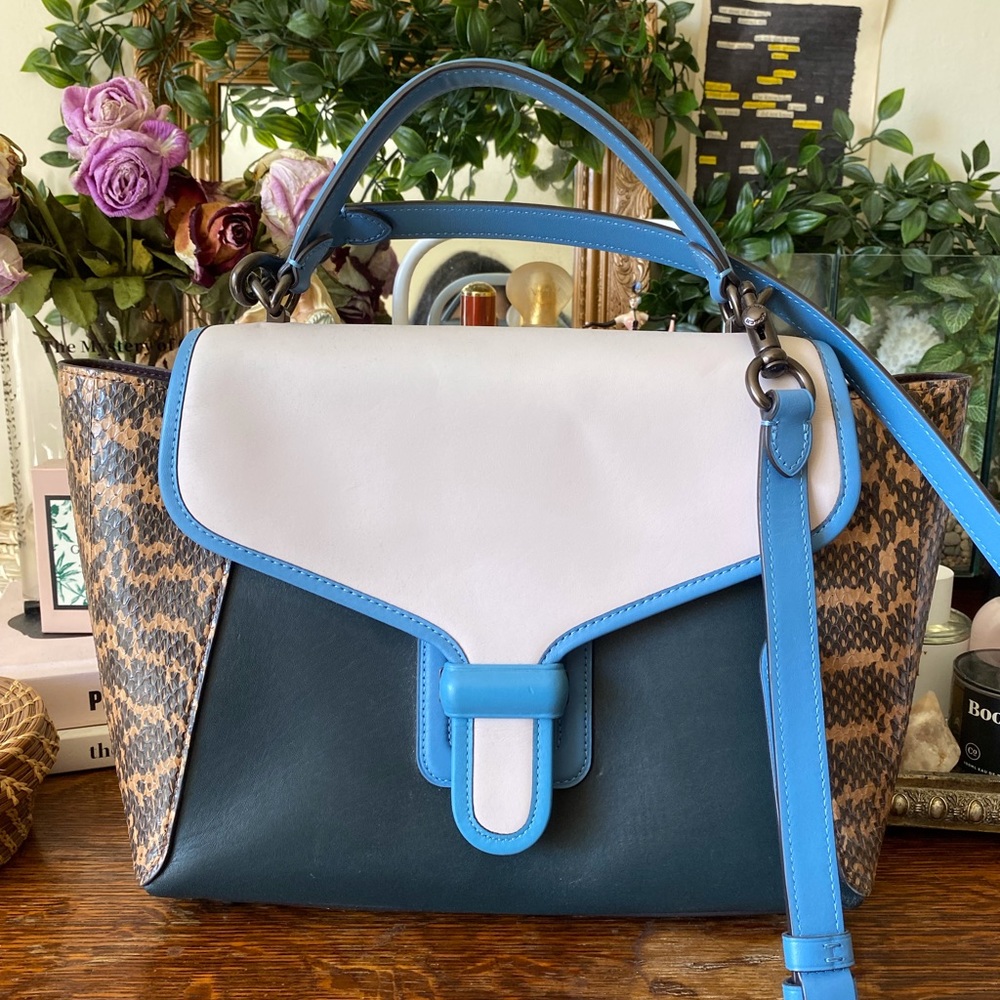 Coach Courier Colorblock Carryall with Snakeskin Detail